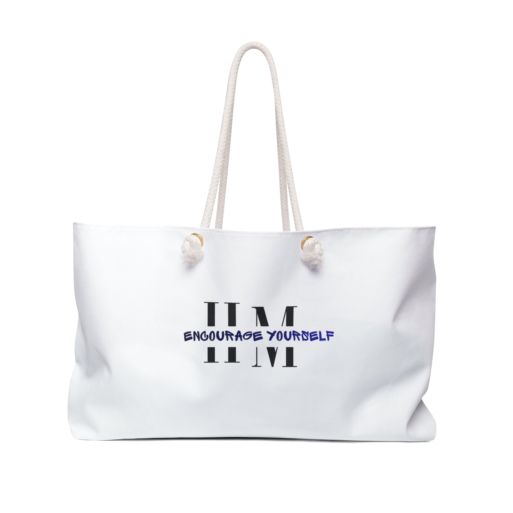 Weekender Bag — "Encourage Yourself" Motivational Canvas Tote for Travel & Gym