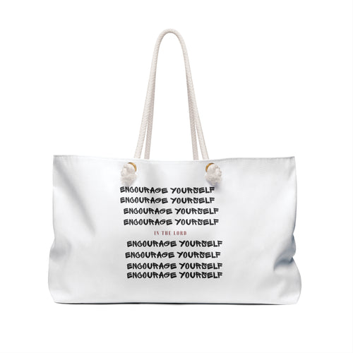 Weekender Bag — "Encourage Yourself" Motivational Canvas Tote for Travel & Gym